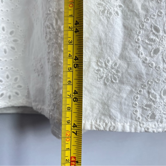 Anthropologie Hutch Cropped Jumpsuit Sz S Smocked Waist Eyelet White Wide Leg - Picture 13 of 16